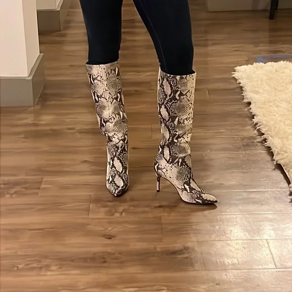 Barely Worn Animal Print Stiletto Tall Boots - Picture 3 of 7
